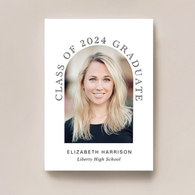 Elegant Arch Foto Class of 2024 Abschluss Ankündigung (An elegant arch photo graduation announcement to celebrate the graduate's achievements)