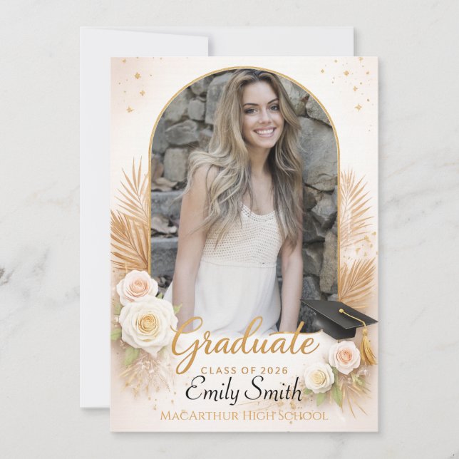 Elegant Arch Photo Graduation Announcement Einladung (Vorderseite)
