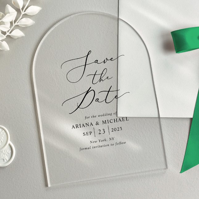 Elegant Arch Save the Date Acryleinladungen (Von Creator hochgeladen)