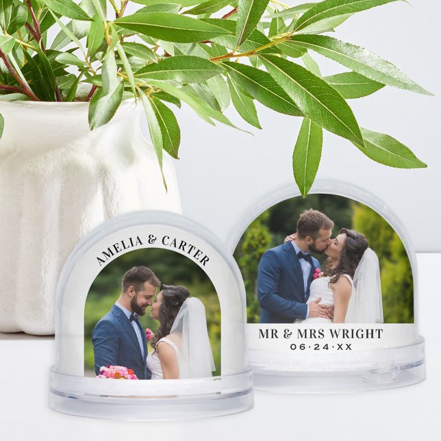 Elegant Arch Wedding Photo Keepsake Schneekugeln (Von Creator hochgeladen)