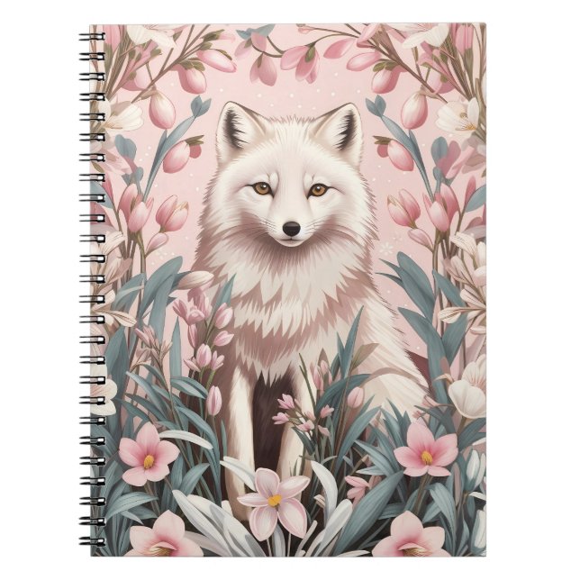 Elegant Arctic Fox Pink Floral Notizblock (Vorderseite)