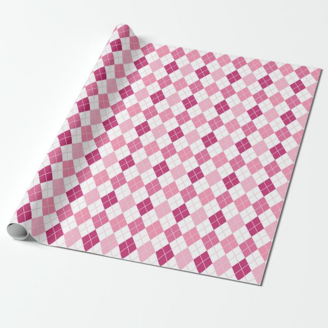 Elegant Argyle Pattern: Pink and Purple Delight Geschenkpapier (Ungerollt)