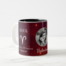Elegant Aries Zodiac Symbol Traits Photo Mug Zweifarbige Tasse