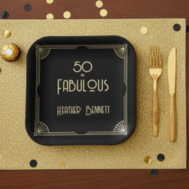 Elegant Art Deco 50 and Fabulous Birthday  Pappteller