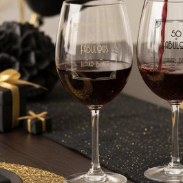 Elegant Art Deco 50 and Fabulous Birthday  Weinglas Ohne Stiel