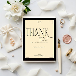 Elegant Art Deco Black Typography Thank You Postkarte