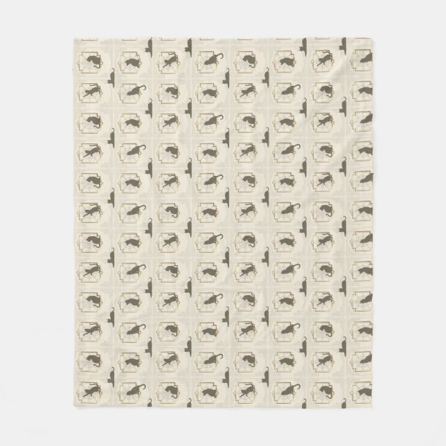 Elegant Art Deco Cats - Beige Fleecedecke (Vorderseite)