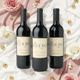 Elegant Art Deco Cream Black Old Money Style Weinetikett