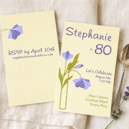 Elegant Art Deco Floral Lavender 80th Birthday Einladung