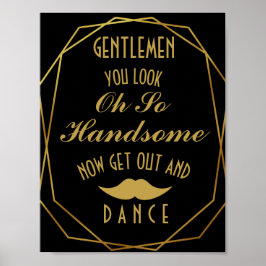 Elegant art deco Gold & Black GENTLEMEN BATHROOM Poster