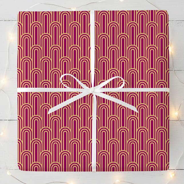 Elegant Art Deco Pattern Arches Pink Gold Chic Geschenkpapier (Von Creator hochgeladen)
