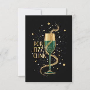 Elegant Art Deco Pop Fizz Clink Gatsby Tosend Dankeskarte
