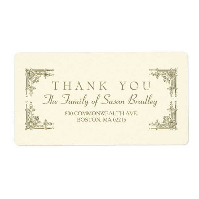 Elegant Art Deco style Family Thank you Label (Vorne)