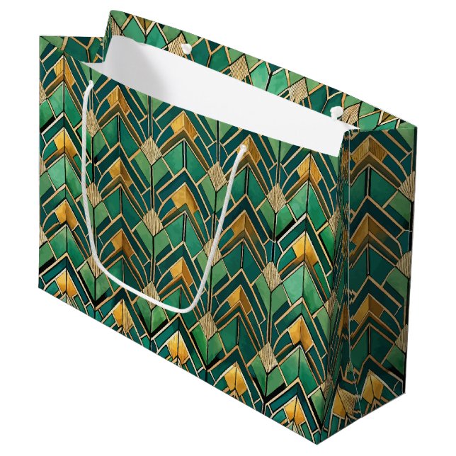 Elegant Art Deco tiled pattern  Große Geschenktüte (Vorderseite Schrägansicht)