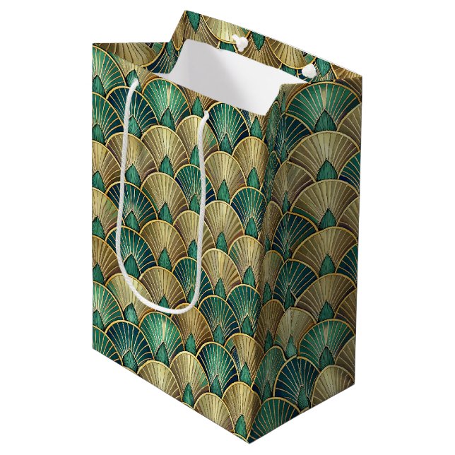 Elegant Art Deco tiled pattern  Mittlere Geschenktüte (Vorderseite Schrägansicht)