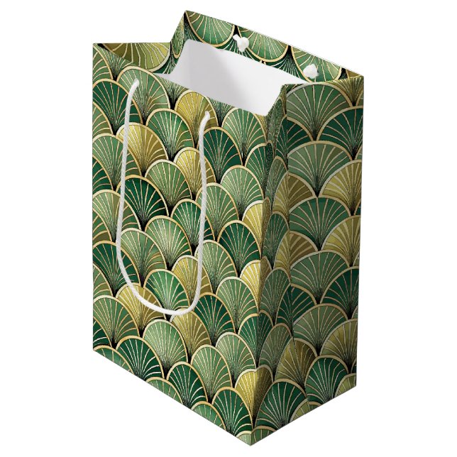 Elegant Art Deco tiled pattern Mittlere Geschenktüte (Vorderseite Schrägansicht)