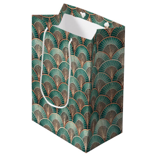 Elegant Art Deco tiled pattern  Mittlere Geschenktüte (Vorderseite Schrägansicht)