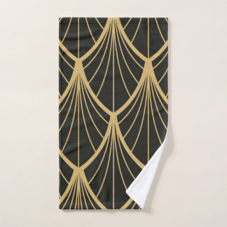 Elegant,Art Deko, Gold,Schwarz,Fan,Muster,Chic,Vin Handtuch