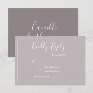 Elegant Art lilac grau weiß moderne Hochzeit rsvp Einladung