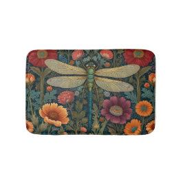 Elegant art nouveau Autumn floral Dragonfly Badematte