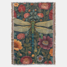 Elegant art nouveau Autumn floral Dragonfly
