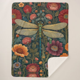 Elegant art nouveau Autumn floral Dragonfly Sherpadecke