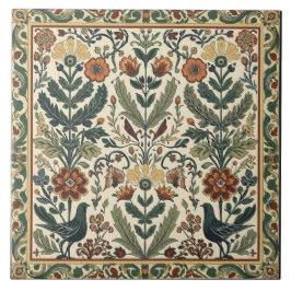 Elegant Art Nouveau Floral Bird Vintage Botanical Fliese