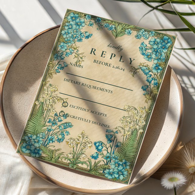 Elegant Art Nouveau Floral Wedding RSVP Karte (Von Creator hochgeladen)