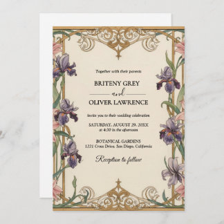 Elegant Art Nouveau Mucha vintage Floral Wedding Einladung