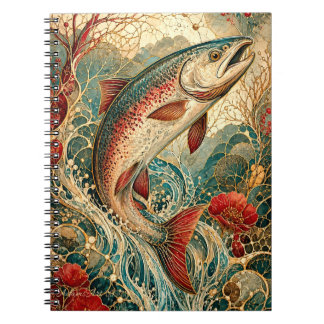 Elegant Art Nouveau Trout Floral Notizblock
