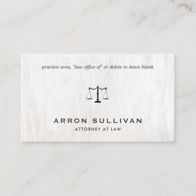 Elegant Attorney White Wood Business Card Visitenkarte (Vorderseite)