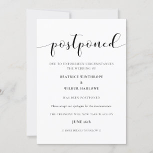 Elegant aufgeschobene Hochzeitsankündigung Einladung