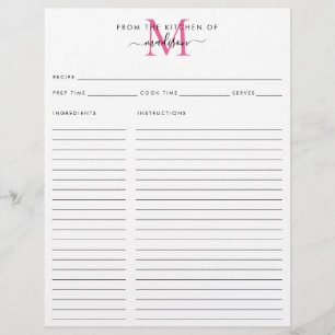 Elegant aus der Küche des rosa Monogramm Rezept