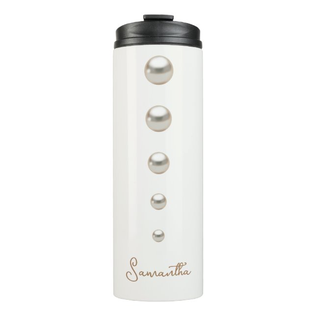 Elegant aus weißer Perlflasche Thermosbecher (Vorderseite)