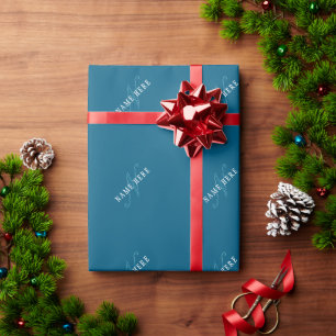 Elegant aussehendes Monogramm Ozeanblau Geschenkpapier