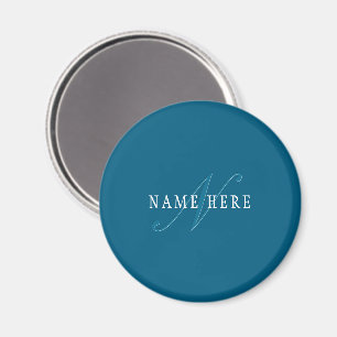 Elegant aussehendes Monogramm Ozeanblau Magnet