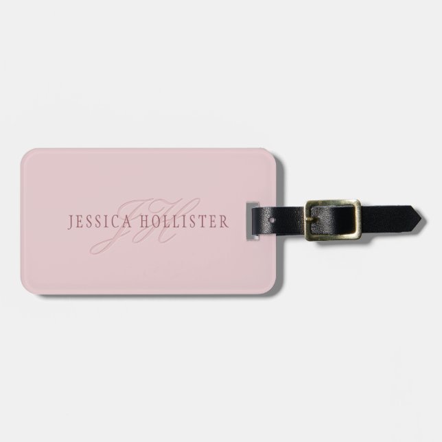 Elegant aussehendes Monogramm | Roségold Gepäckanhänger (Vorderseite horizontal)