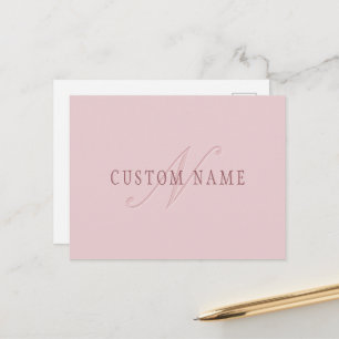 Elegant aussehendes Monogramm   Roségold Postkarte