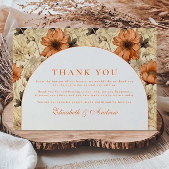 Elegant Autumn Botanical Wedding Dankeskarte (Von Creator hochgeladen)