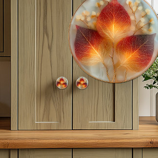 Elegant Autumn Bright Orange Yellow Leaves Keramikknauf