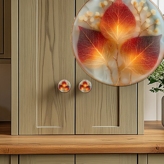 Elegant Autumn Bright Orange Yellow Leaves  Keramikknauf (Von Creator hochgeladen)