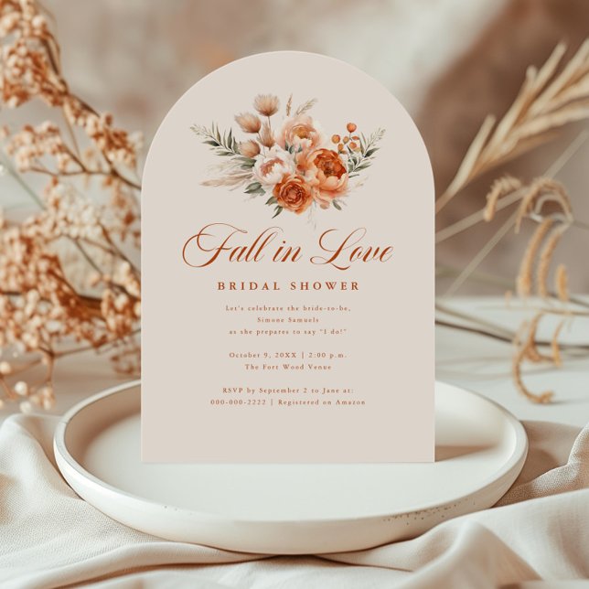 Elegant Autumn Fall In Love Bridal Shower Einladung (Von Creator hochgeladen)