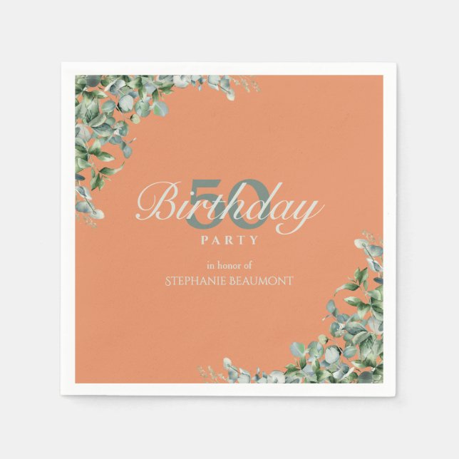 Elegant Autumn Green Flower Women's 50th Birthday  Serviette (Vorderseite)