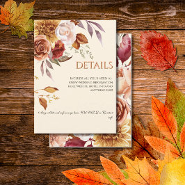 Elegant Autumn Watercolor Floral Wedding DETAILS Begleitkarte
