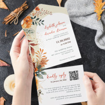 Elegant Autumnal Floral Hochzeit QR Code