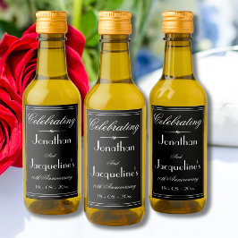 Elegant B & W Favors Chic Wedding Anniversary Mini Weinetikett