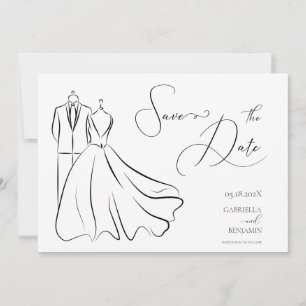 Elegant B&W Tux & Dress Hochzeit Save The Date