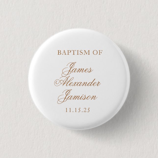 Elegant Baby Baptism Button (Vorderseite)