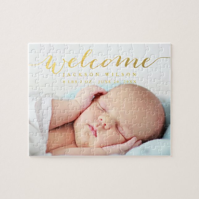 Elegant Baby Birth Announcement Puzzle (Horizontal)