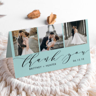 Elegant Baby Blue 3 Foto Collage Vielen Dank